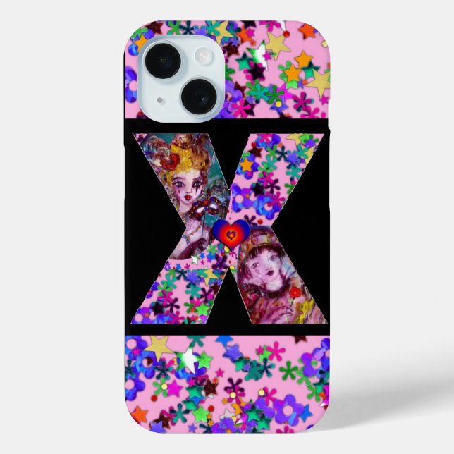 VALENTINE VENETIAN MASQUERADE MONOGRAM X LETTER Case-Mate iPhone CASE (Back)