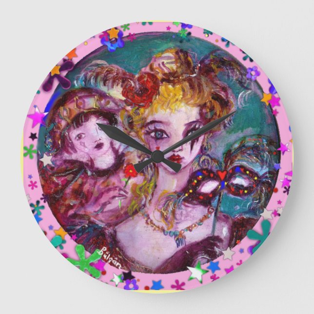 VALENTINE VENETIAN MASQUERADE PARTY LARGE CLOCK (Front)