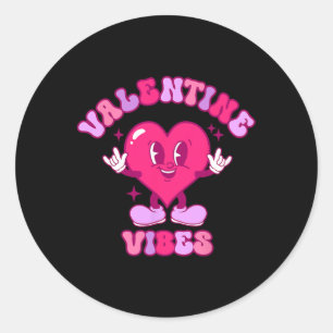 Valentine Vibes Groovy Valentines Day Shirt For Gi Classic Round Sticker