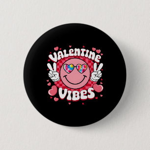 Valentine Vibes Hippie Tie Dye Sungl Groovy Smilin 6 Cm Round Badge