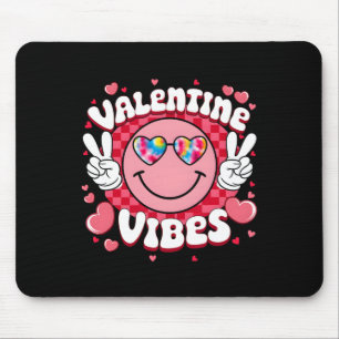 Valentine Vibes Hippie Tie Dye Sungl Groovy Smilin Mouse Pad