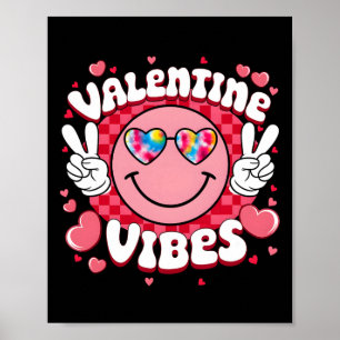 Valentine Vibes Hippie Tie Dye Sungl Groovy Smilin Poster