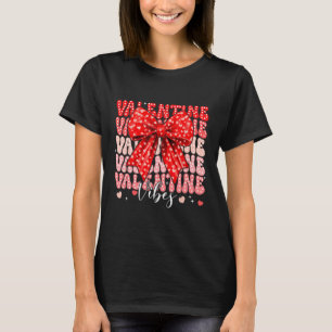 Valentine Vibes Retro Coquette Bow Girl Women T-Shirt