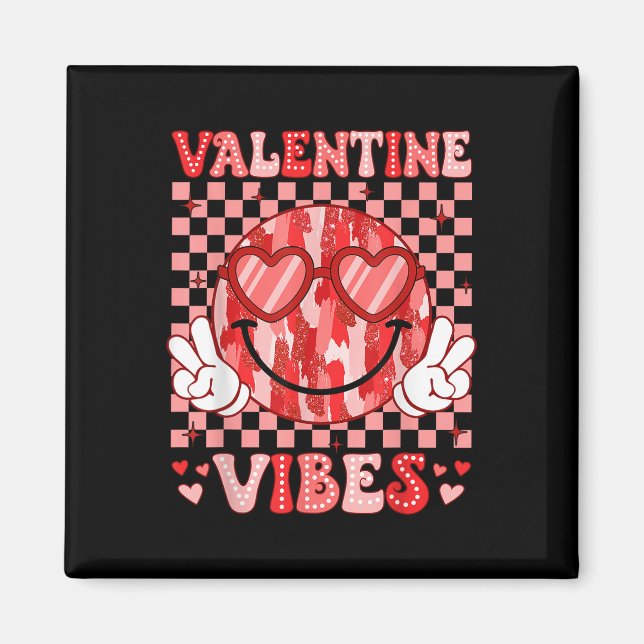 Valentine Vibes Smile Face Heart Valentines Day Ki Magnet (Front)