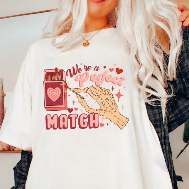 Valentine We Are A Perfect Match Heart T-Shirt (Creator Uploaded)