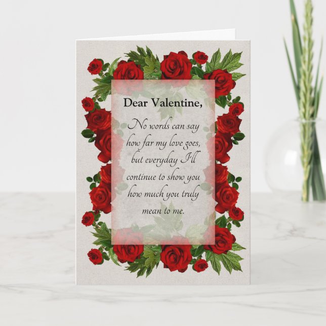 Valentine Wedding Anniversary Roses Romance Card (Front)