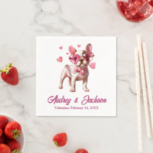 Valentine Wedding Cute French Bulldog Napkin
