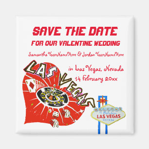 Valentine Wedding Save the Date Las Vegas Magnet