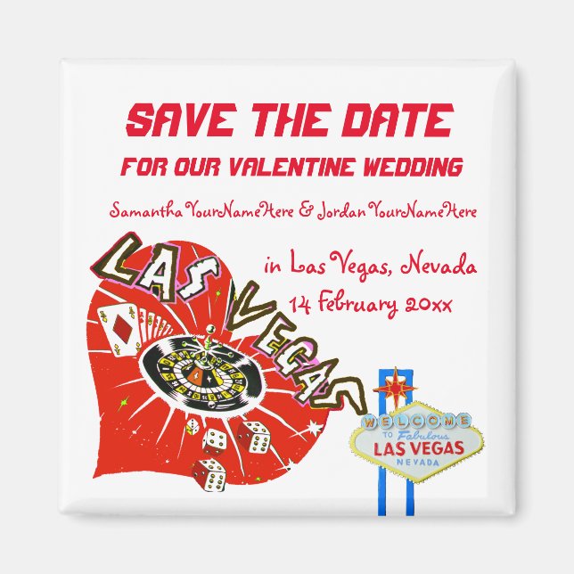 Valentine Wedding Save the Date Las Vegas Magnet (Front)
