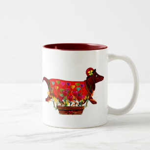 Valentine Weiner Dog Two-Tone Coffee Mug