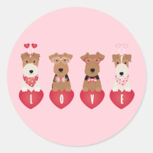 Valentine Welsh Wire Fox Terrier Dogs Classic Round Sticker