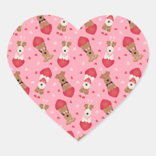 Valentine Welsh Wire Fox Terrier Dogs Heart Sticker