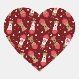 Valentine Welsh Wire Fox Terrier Dogs Heart Sticker