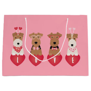 Valentine Welsh Wire Fox Terrier Dogs Large Gift Bag