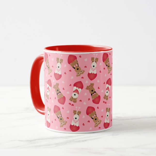 Valentine Welsh Wire Fox Terrier Dogs Mug (Front Left)