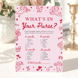 Valentine What's In Your Purse Baby Shower Game Invitation