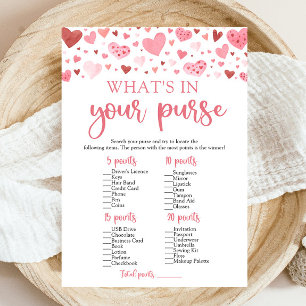 Valentine What's In Your Purse Baby Shower Game Invitation