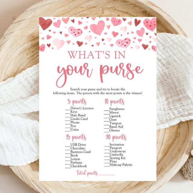 Valentine What's In Your Purse Baby Shower Game Invitation (Creator Uploaded)