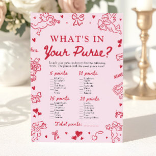 Valentine What's In Your Purse Bridal Shower Game Invitation