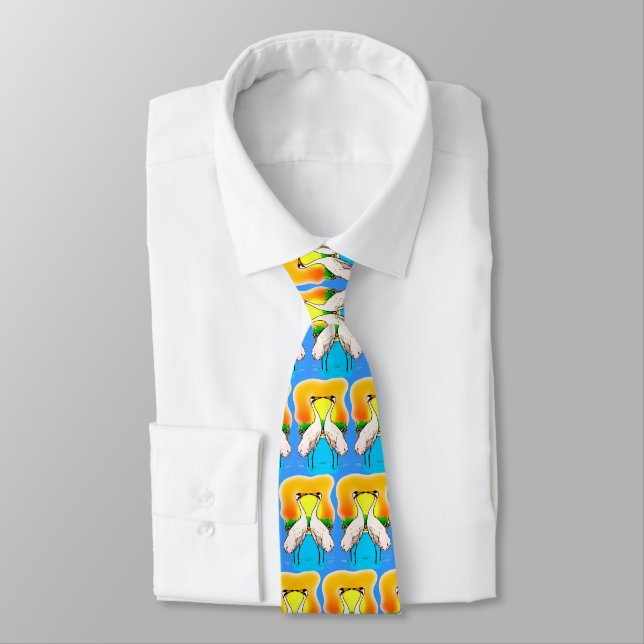 Valentine Whopping Cranes in Love Heart Neck Tie (Tied)