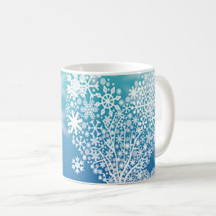 Valentine Winter Heart Crystal Snowflakes Coffee Mug