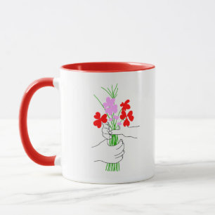 Valentine with Bouquet of Flowers made of hearts Mug