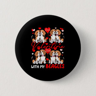 Valentine With My Beagles Couple Dogs Costume Owne 6 Cm Round Badge