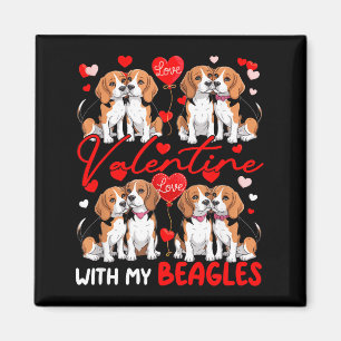 Valentine With My Beagles Couple Dogs Costume Owne Magnet