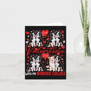 Valentine With My Border Collies Couple Dogs Costu Card
