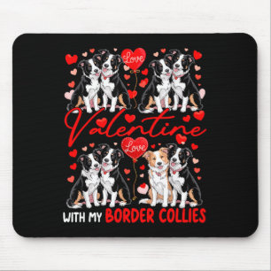 Valentine With My Border Collies Couple Dogs Costu Mouse Pad