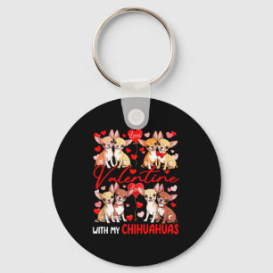 Valentine With My Chihuahuas Couple Dogs Costume O Key Ring