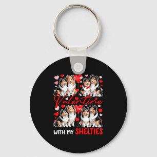 Valentine With My Shelties Couple Dogs Costume Own Key Ring