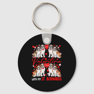 Valentine With My St. Bernards Couple Dogs Costume Key Ring