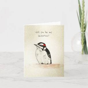 Valentine Woodpecker Folded Note Card