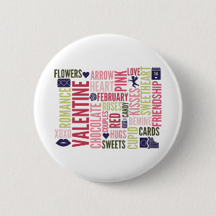Valentine Words Valentine's Day Round Button