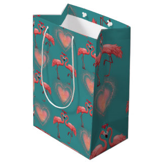 Valentine Wrapping Paper - Flamingo- Retro Medium Gift Bag