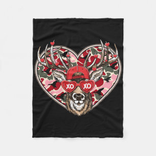 Valentine Xoxo Funny Deer Hunting Buck Men Women K Fleece Blanket