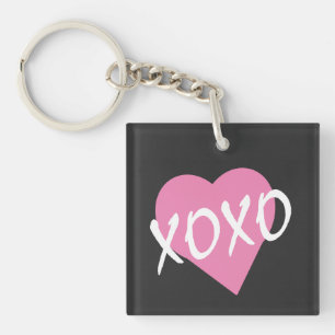 Valentine XOXO Pink Heart Key Ring