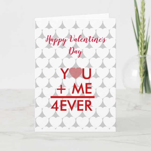 Valentine, you and me forever personalised holiday card (Front)