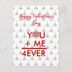 Valentine, you and me forever personalised postcard