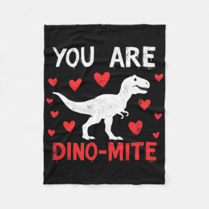 Valentine You Are Dino-mite Funny Dinosaur Design Fleece Blanket