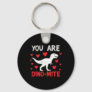 Valentine You Are Dino-mite Funny Dinosaur Design Key Ring