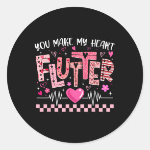 Valentine You Make My Heart Flutter Cardiac Nurse Classic Round Sticker
