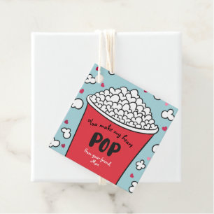 Valentine You Make my Heart Pop Popcorn Tags