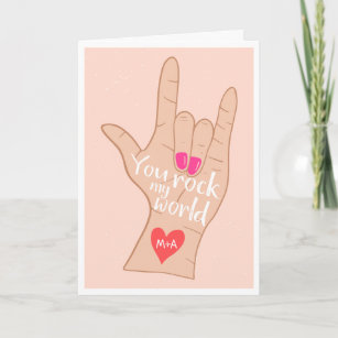 Valentine you rock my world cute 3 photos collage card