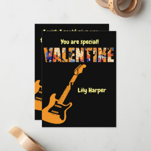 Valentine You Rock Red Guitar Kids Valentine's Day Card