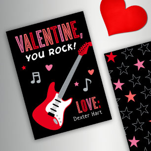 Valentine You Rock Red Guitar Kids Valentine's Day Invitation