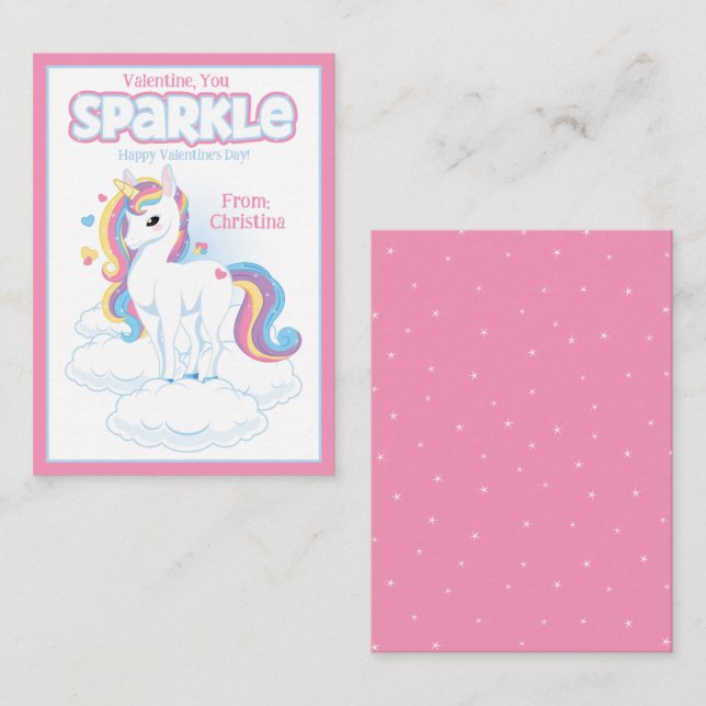 Valentine You Sparkle Classroom Valentine's Day Card (Front/Back)