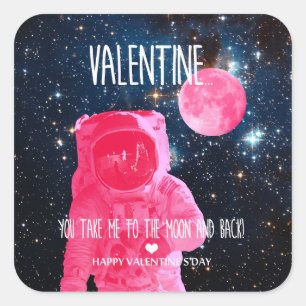 Valentine, you take me to the moon and back! square sticker