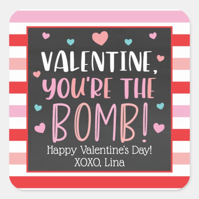 Valentine, You're The Bomb Stickers (Front)